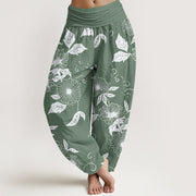 Buddha Stones Casual Vine Flowers Leaves Pattern Women's Elastic Waist Harem Pants - DarkSeaGreen - US22，UK/AU26，EU54 (6XL) - image 5