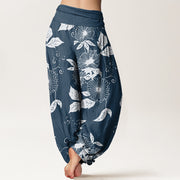 Buddha Stones Casual Vine Flowers Leaves Pattern Women's Elastic Waist Harem Pants - image 10
