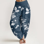 Buddha Stones Casual Vine Flowers Leaves Pattern Women's Elastic Waist Harem Pants - SteelBlue - US22，UK/AU26，EU54 (6XL) - image 8