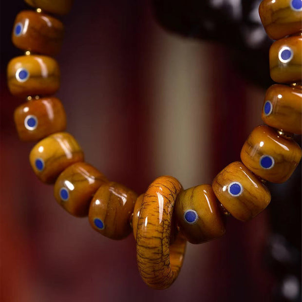 Buddha Stones Vintage Tibetan Camel Bone Yak Bone Lazurite Balance Braided Rope Bracelet