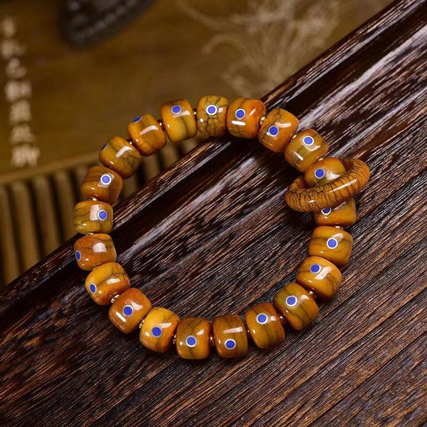 Buddha Stones Vintage Tibetan Camel Bone Yak Bone Lazurite Balance Braided Rope Bracelet