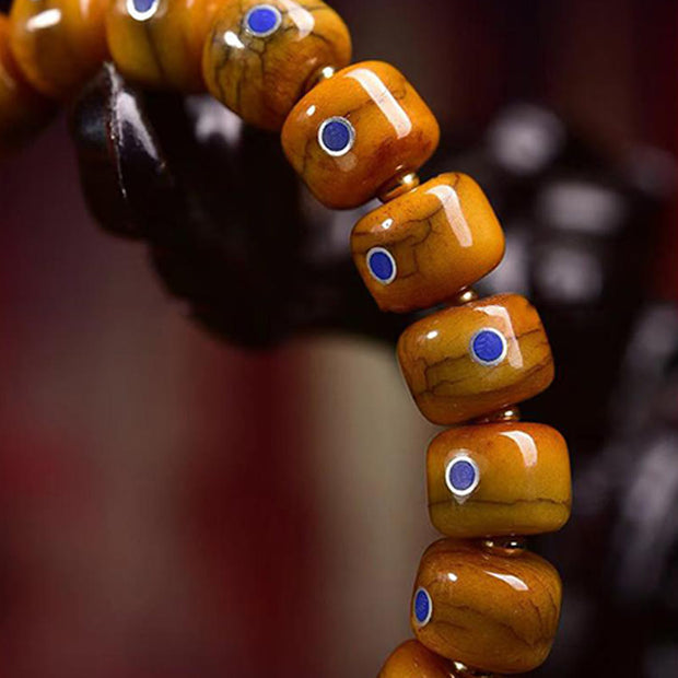 Buddha Stones Vintage Tibetan Camel Bone Yak Bone Lazurite Balance Braided Rope Bracelet