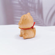 Buddha Stones Mini Thuja Sutchuenensis Wood Cute Dog Statue Prosperity Decoration