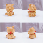 Buddha Stones Mini Thuja Sutchuenensis Wood Cute Dog Statue Prosperity Decoration