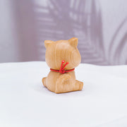 Buddha Stones Mini Thuja Sutchuenensis Wood Cute Dog Statue Prosperity Decoration