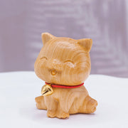 Buddha Stones Mini Thuja Sutchuenensis Wood Cute Dog Statue Prosperity Decoration