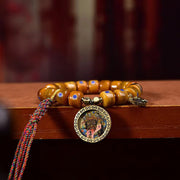 Buddha Stones Vintage Tibetan Yak Bone Lazurite Braided Rope Balance Bracelet