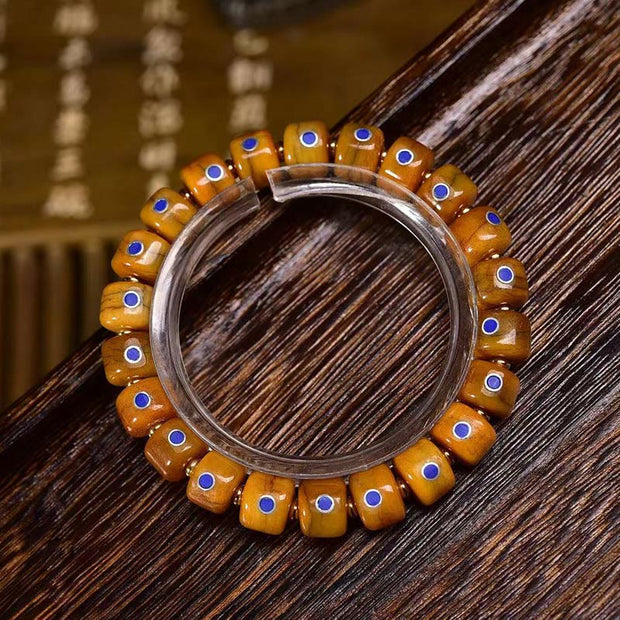 Buddha Stones Vintage Tibetan Yak Bone Lazurite Braided Rope Balance Bracelet
