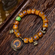 Buddha Stones Vintage Tibetan Yak Bone Lazurite Braided Rope Balance Bracelet