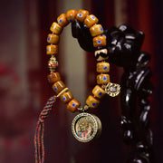 Buddha Stones Vintage Tibetan Yak Bone Lazurite Braided Rope Balance Bracelet