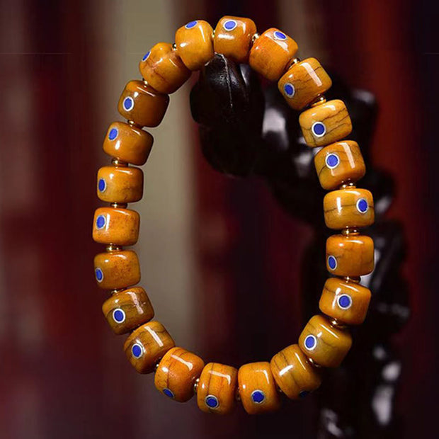 Buddha Stones Vintage Tibetan Yak Bone Lazurite Braided Rope Balance Bracelet