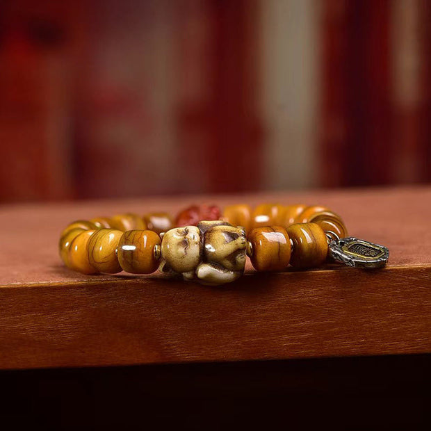 Buddha Stones Vintage Tibetan Yak Bone Camel Bone Dzi Bead Cute Fox Balance Bracelet