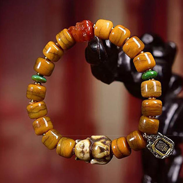 Buddha Stones Vintage Tibetan Yak Bone Camel Bone Dzi Bead Cute Fox Balance Bracelet