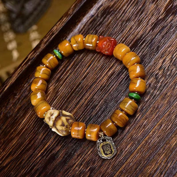 Buddha Stones Vintage Tibetan Yak Bone Camel Bone Dzi Bead Cute Fox Balance Bracelet
