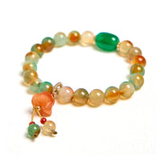 Buddha Stones Natural Colorful Peacock Agate Butterfly Peace Buckle Lily Of The Valley Support Bracelet