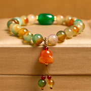 Buddha Stones Natural Colorful Peacock Agate Butterfly Peace Buckle Lily Of The Valley Support Bracelet