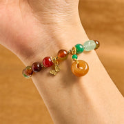 Buddha Stones Natural Colorful Peacock Agate Butterfly Peace Buckle Lily Of The Valley Support Bracelet