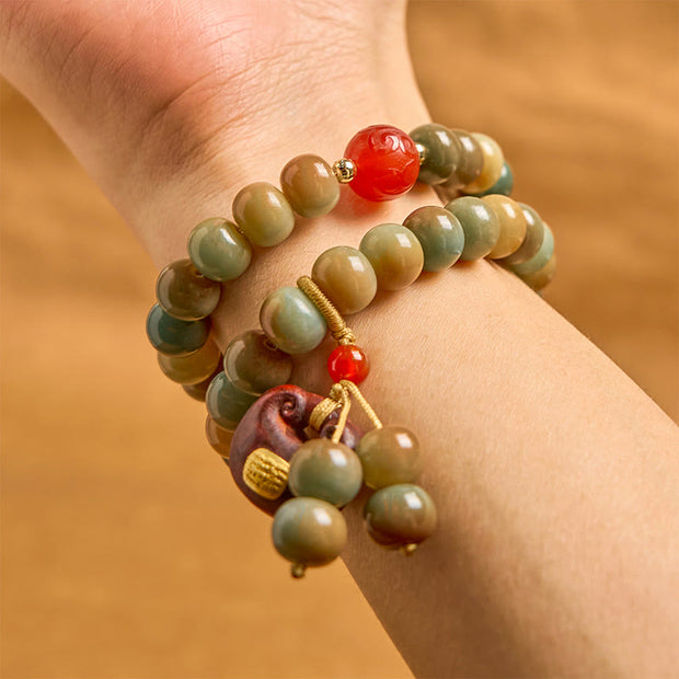 Buddha Stones Colorful Bodhi Seed Harmony Double Wrap Bracelet