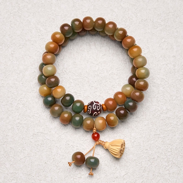 Buddha Stones Colorful Bodhi Seed Lotus Pod Charm Peace Double Wrap Bracelet