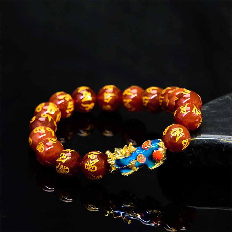 Buddha Stones Red Agate Color Change PiXiu Om Mani Padme Hum Calm