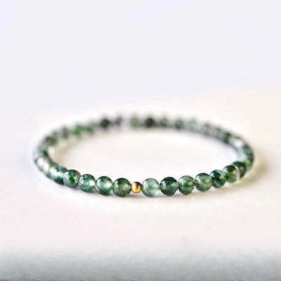 Buddha Stones Moss Agate Lucky Bead Soothing Bracelet