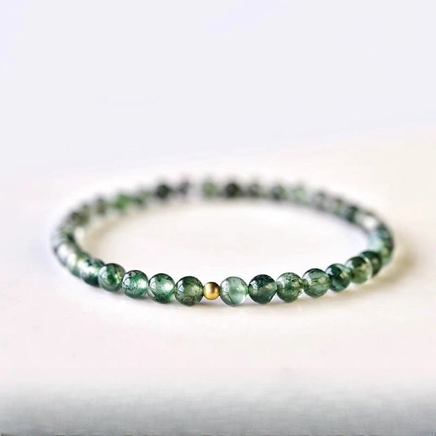 Buddha Stones Moss Agate Lucky Bead Soothing Bracelet