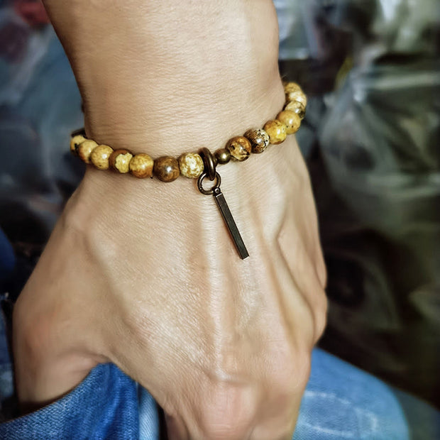 Buddha Stones Distressed Design Copper Luck Bracelet