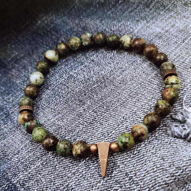 Buddha Stones Vintage Distressed Design Turquoise Copper Balance Bracelet