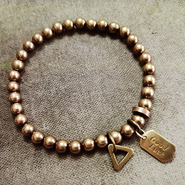 Buddha Stones Retro Pure Copper Brass Luck Bracelet