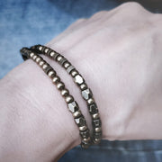 Buddha Stones Vintage Distressed Simple Design Copper Brass Beads Wealth Bracelet