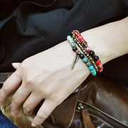 Buddha Stones Vintage Distressed Simple Design Copper Brass Beads Wealth Bracelet