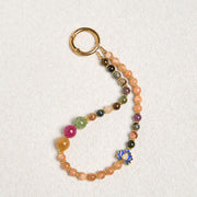 Buddha Stones Tourmaline Sun Stone Lotus Positive Key Chain Phone Hanging Decoration