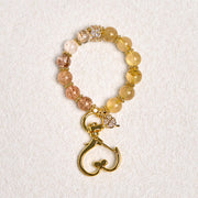 Buddha Stones Golden Rutilated Quartz Auspiciousness Key Chain Hanging Decoration