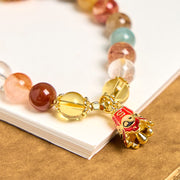 Buddha Stones Natural Colorful Rutilated Quartz Yin Yang Protection Bracelet