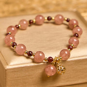 Buddha Stones Natural Strawberry Quartz Garnet Healing Bracelet