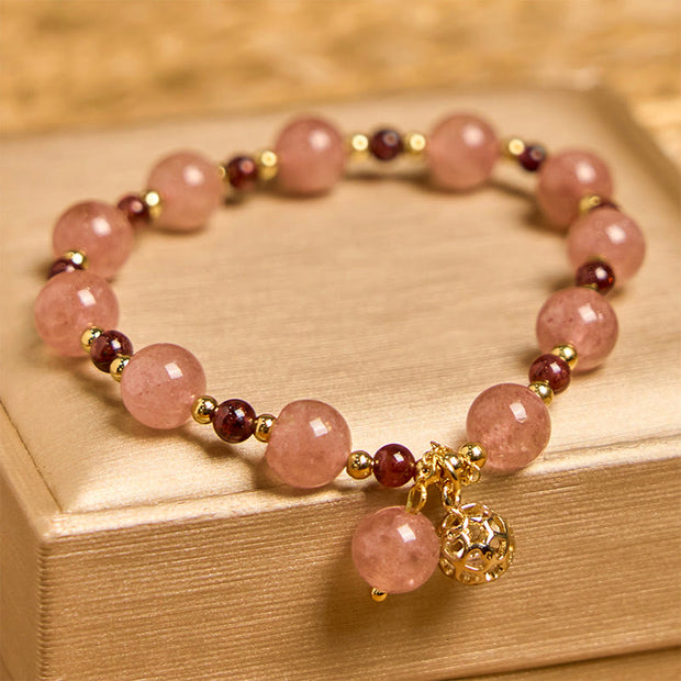 Buddha Stones Natural Strawberry Quartz Garnet Healing Bracelet