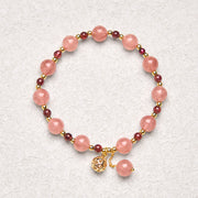 Buddha Stones Natural Strawberry Quartz Garnet Healing Bracelet