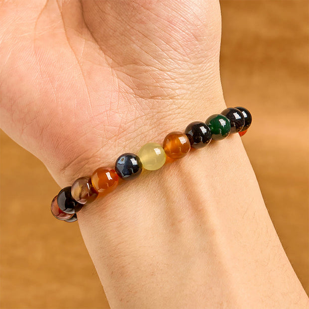 Buddha Stones Natural Colorful Chalcedony Agate Harmony Bracelet