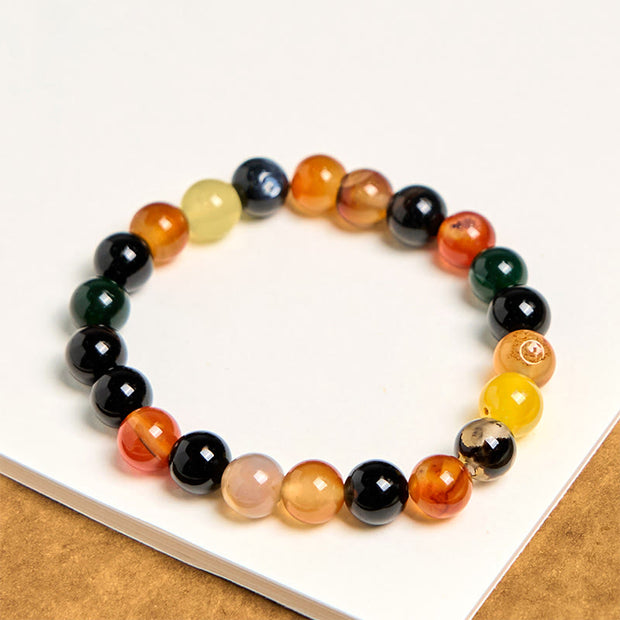 Buddha Stones Natural Colorful Chalcedony Agate Harmony Bracelet