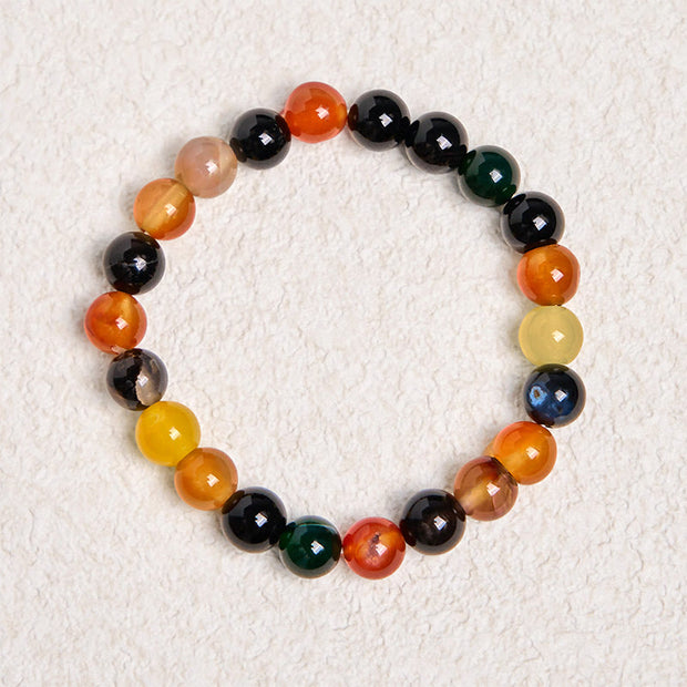 Buddha Stones Natural Colorful Chalcedony Agate Harmony Bracelet