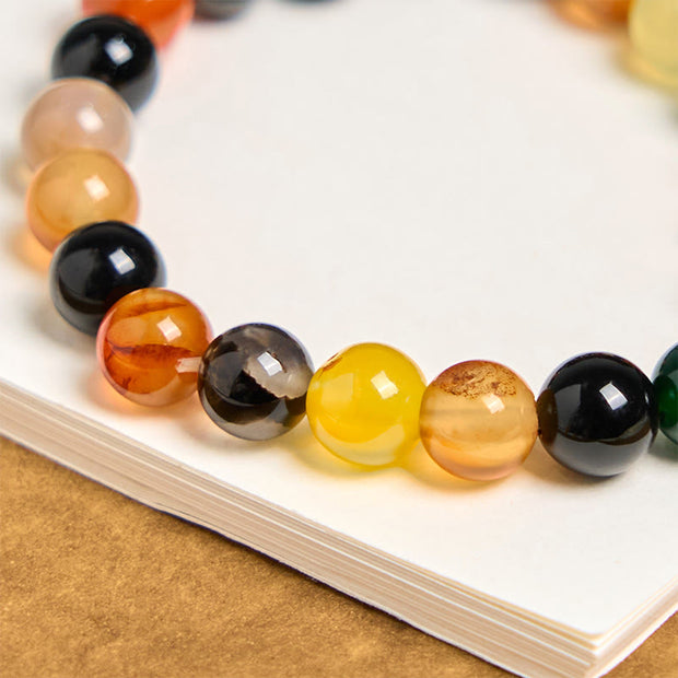 Buddha Stones Natural Colorful Chalcedony Agate Harmony Bracelet