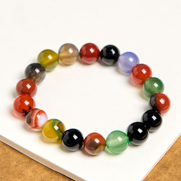 Buddha Stones Natural Colorful Chalcedony Agate Harmony Bracelet