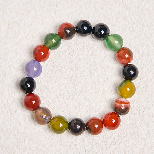 Buddha Stones Natural Colorful Chalcedony Agate Harmony Bracelet