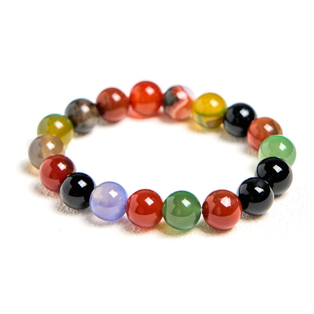 Buddha Stones Natural Colorful Chalcedony Agate Harmony Bracelet