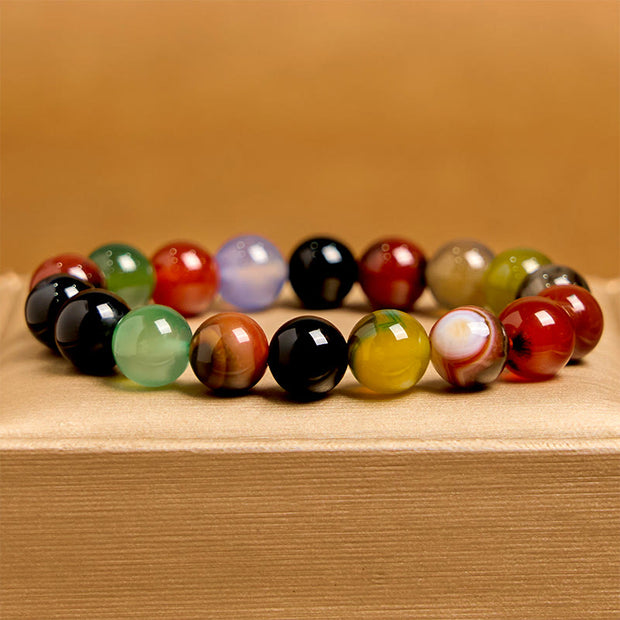 Buddha Stones Natural Colorful Chalcedony Agate Harmony Bracelet