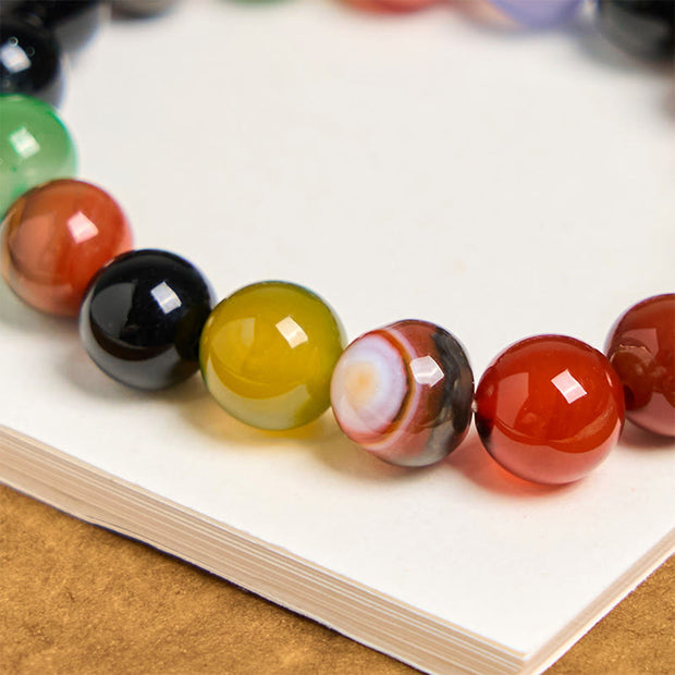 Buddha Stones Natural Colorful Chalcedony Agate Harmony Bracelet