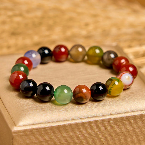 Buddha Stones Natural Colorful Chalcedony Agate Harmony Bracelet