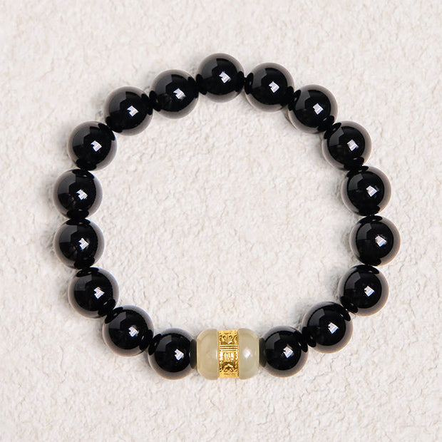 Buddha Stones Natural Black Onyx Jade Support Bracelet