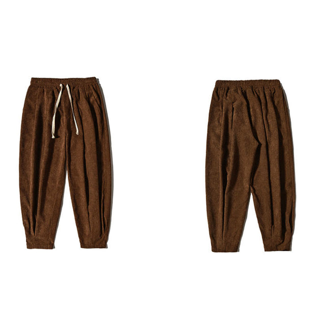 Buddha Stones Casual Plain Cotton Bloomer Men's Pants With Pockets