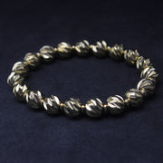 Buddha Stones Vintage Distressed Knife Carving Pattern Copper Brass Beads Wealth Bracelet